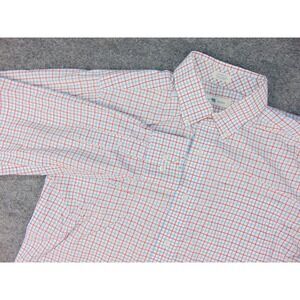 Onward Reserve Shirt Mens Large Tailored Fit White Red Blue Plaid Button Down